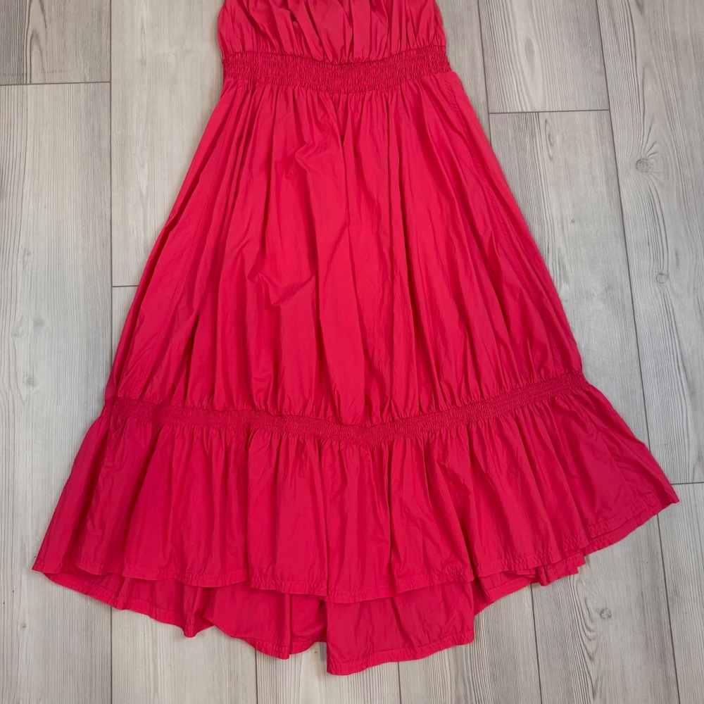 Daily Practice Anthropologie Tiered High-Low Midi Dress Pink Smocked Small - Picture 3 of 13